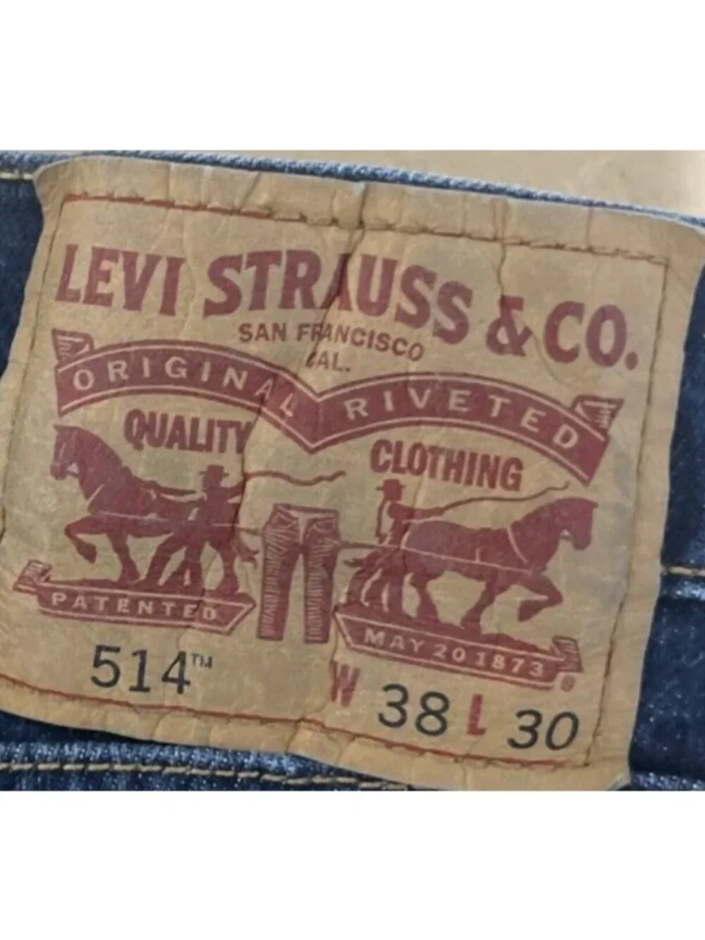 Levi's Levi Strauss & Co 514 Straight Leg Regular Fit Blue Jeans Mens Sz 38 x 30